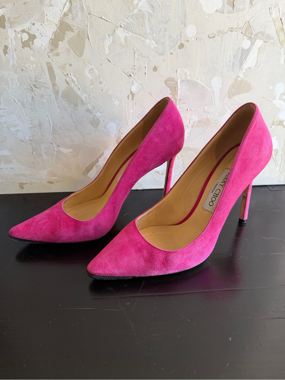 Jimmy Choo Fuchsia Suede Pointed-Toe Stiletto Pumps